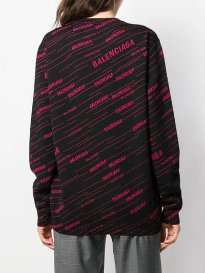 Shop Balenciaga Diagonal Logo Sweater In Black
