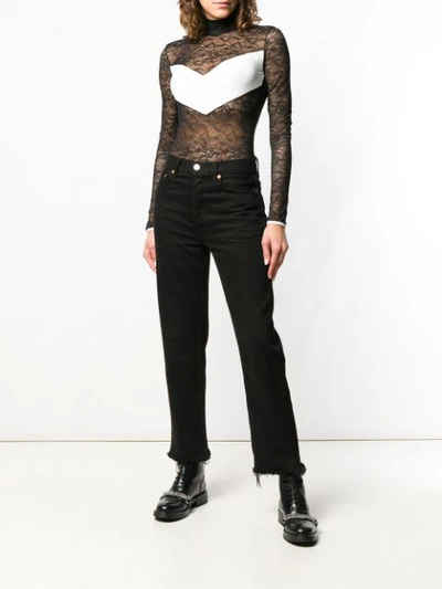 Shop Pinko Contrast Sheer Bodysuit In Black