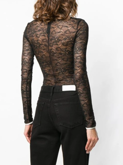 Shop Pinko Contrast Sheer Bodysuit In Black