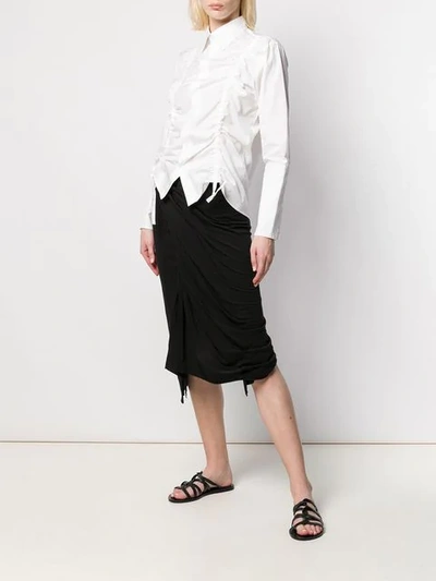 Shop Yohji Yamamoto Ruched Panel Shirt In White