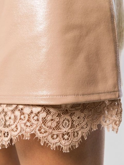 Shop Pinko Layered Lace Hem Skirt In Neutrals