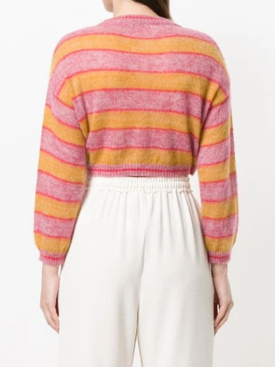 Shop Alberta Ferretti Cropped Design Sweater In Yellow