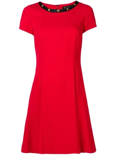 Shop Versace Medusa Embellished Dress In Red