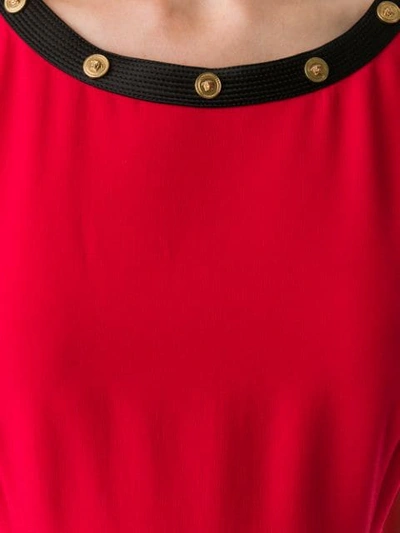 Shop Versace Medusa Embellished Dress In Red