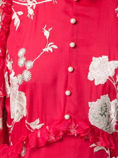 Shop Erdem Floral Print Evening Dress In Red