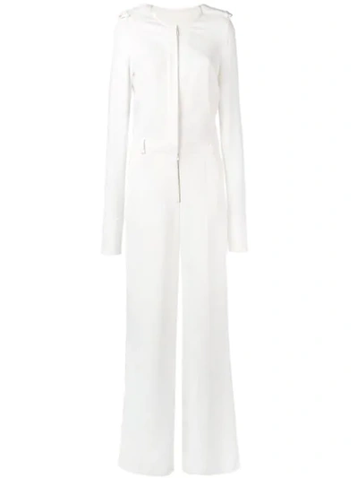Shop Stella Mccartney Tailored Long-sleeved Jumpsuit In White