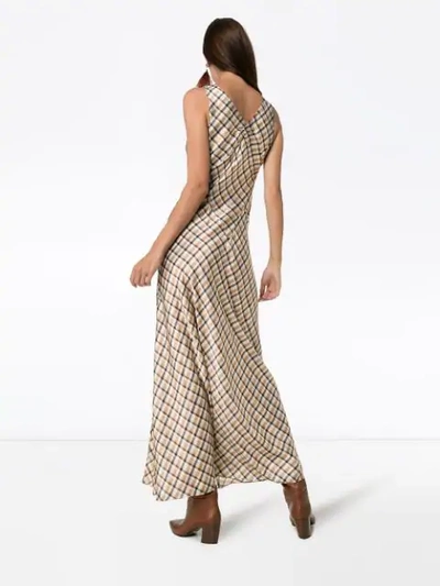 Shop Paco Rabanne Sleeveless Check Maxi Dress In Brown