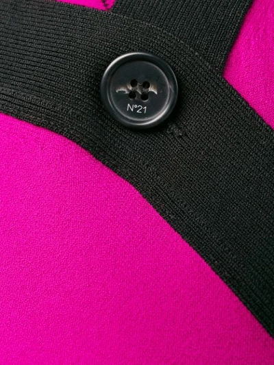 Shop N°21 Contrast Trim Logo Cardigan In Pink