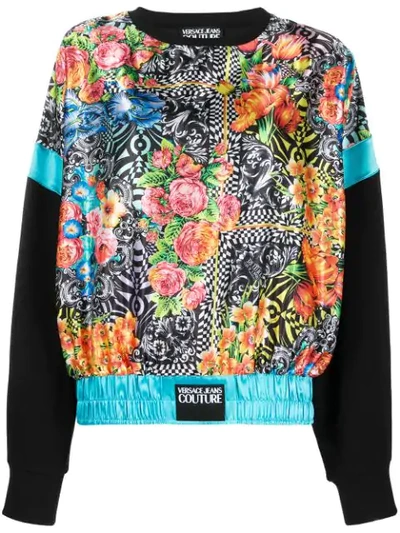Shop Versace Jeans Couture Silk Print Sweatshirt In Black