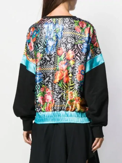 Shop Versace Jeans Couture Silk Print Sweatshirt In Black