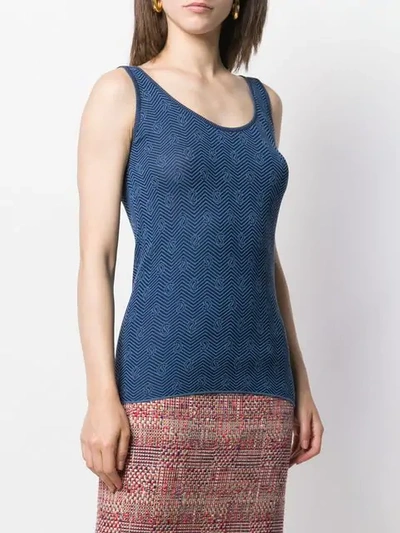 Shop Etro Paisley Embroidered Tank Top - Blue