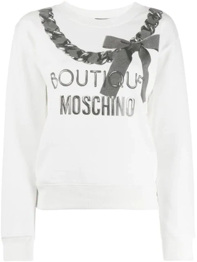 Shop Boutique Moschino Fantasy Knit Top In White