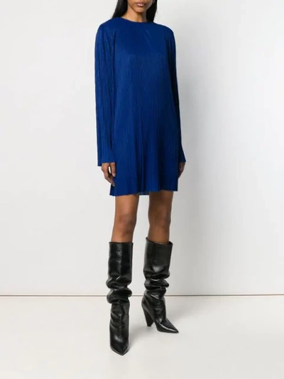Shop Givenchy Pleated Longsleeved Dress In Blue