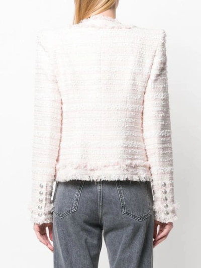 Shop Balmain Oversized Button Tweed Jacket In Pink