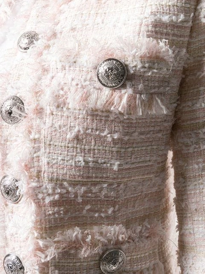 Shop Balmain Oversized Button Tweed Jacket In Pink