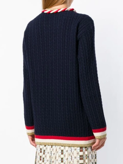 Shop Gucci Cable Knit Jumper In Blue