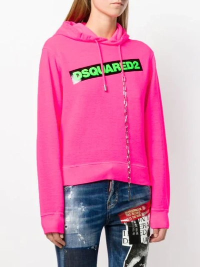 Shop Dsquared2 Contrast Logo Hoodie In Pink