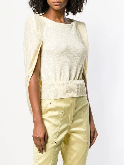 Shop Talbot Runhof Chunky Knit Cape Top In Yellow