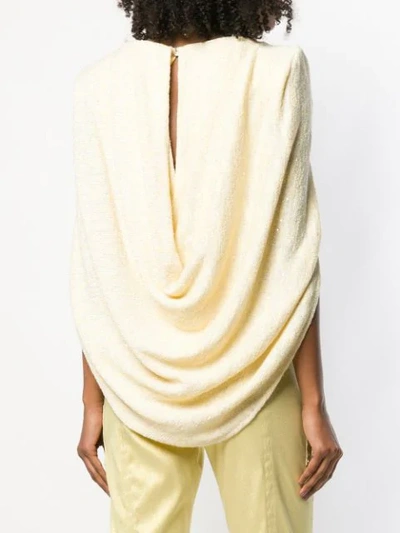 Shop Talbot Runhof Chunky Knit Cape Top In Yellow