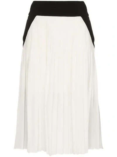 Shop Givenchy High Waisted Pleated Silk Blend Skirt In Black