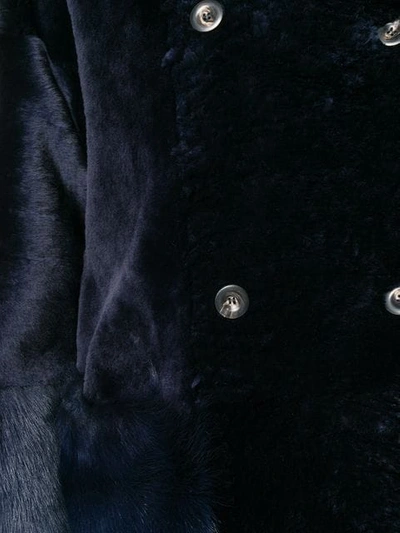 Shop Desa 1972 Shearling Coat In Dark Blue