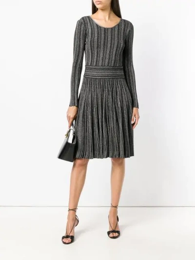 Shop Antonino Valenti Metallic Ribbed-knit Dress - Black