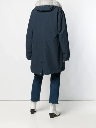 Shop Liska Fur Lined Parka In Blue