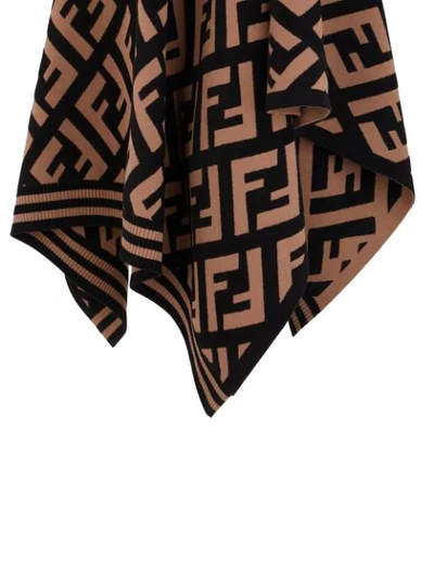 Shop Fendi Ff Logo Poncho In Brown