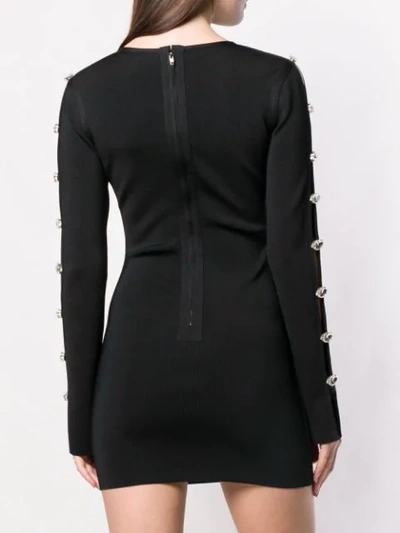 Shop David Koma Oversized Crystal Embellishments Dress In Black