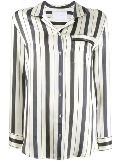 Shop Asceno Oversized Striped Shirt In Neutrals