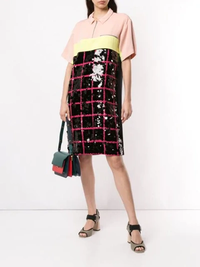 Shop Marni Contrast Dress In Multicolour