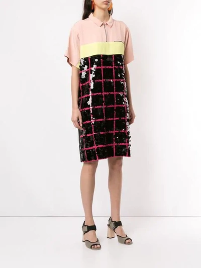 Shop Marni Contrast Dress In Multicolour