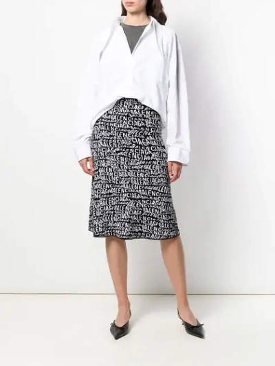 Shop Balenciaga Logo Print A-line Skirt In Black