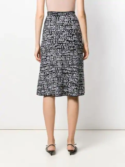 Shop Balenciaga Logo Print A-line Skirt In Black