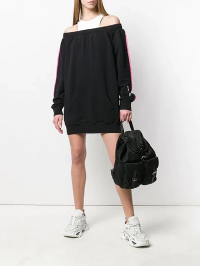 Shop Marcelo Burlon County Of Milan Layered Sweatshirt Dress In Black