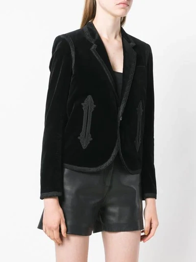 Shop Saint Laurent Embroidered Blazer In 1000 -noir