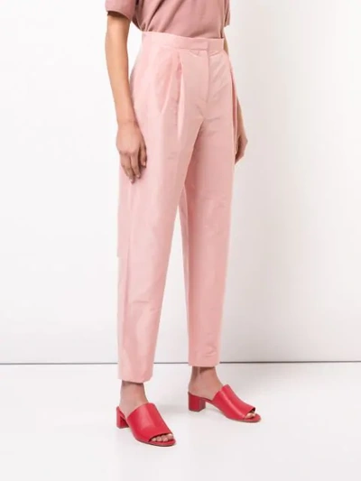Shop Mansur Gavriel Taffeta High Waisted Trousers - Pink