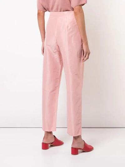 Shop Mansur Gavriel Taffeta High Waisted Trousers - Pink