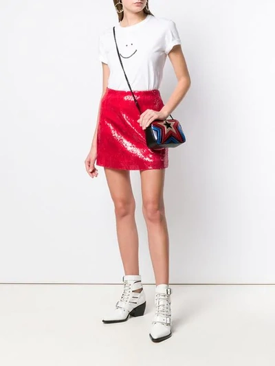 Shop Alberta Ferretti Mini Sequin Skirt - Red