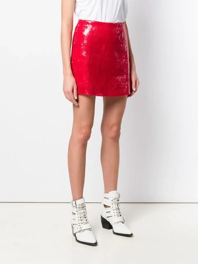 Shop Alberta Ferretti Mini Sequin Skirt - Red