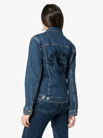 Shop Burberry Rowledge Embroidered Jacket In Blue