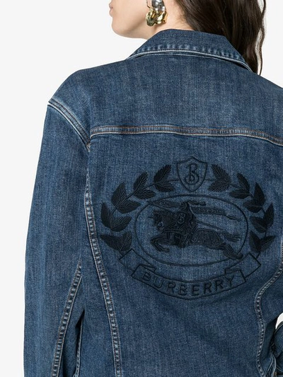 Shop Burberry Rowledge Embroidered Jacket In Blue