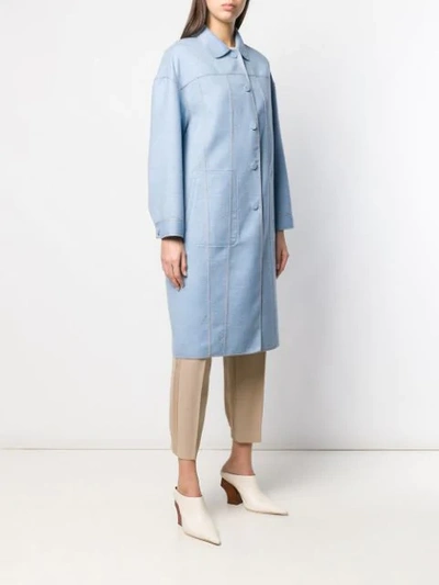 AGNONA SINGLE-BREASTED FITTED COAT - 蓝色