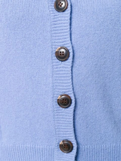 Shop Ganni V-neck Cardigan In 681 Forever Blue