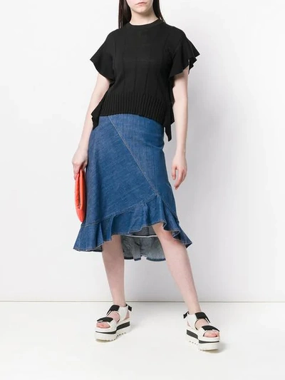 Shop Kenzo Denim Ruffled Skirt In Blue