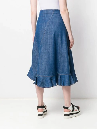 Shop Kenzo Denim Ruffled Skirt In Blue