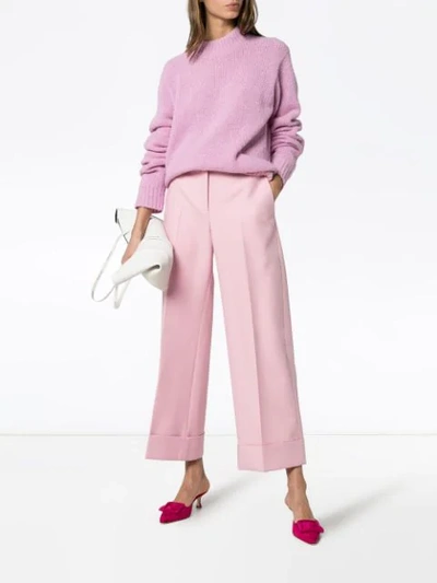 Shop Khaite Devon Pleated Wide Leg Trousers In Pink