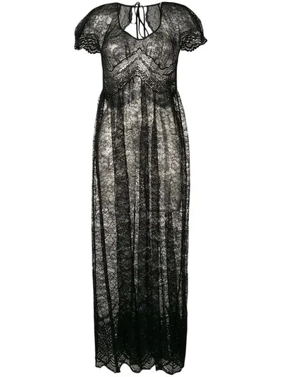 Shop Paco Rabanne Lace Maxi Dress In Black