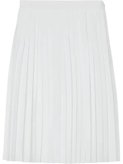 Shop Burberry Silk-lined Pleated Skirt In White