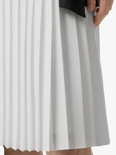 Shop Burberry Silk-lined Pleated Skirt In White